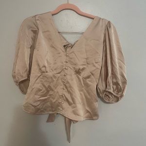 Abercrombie and Fitch gold tone tie blouse
